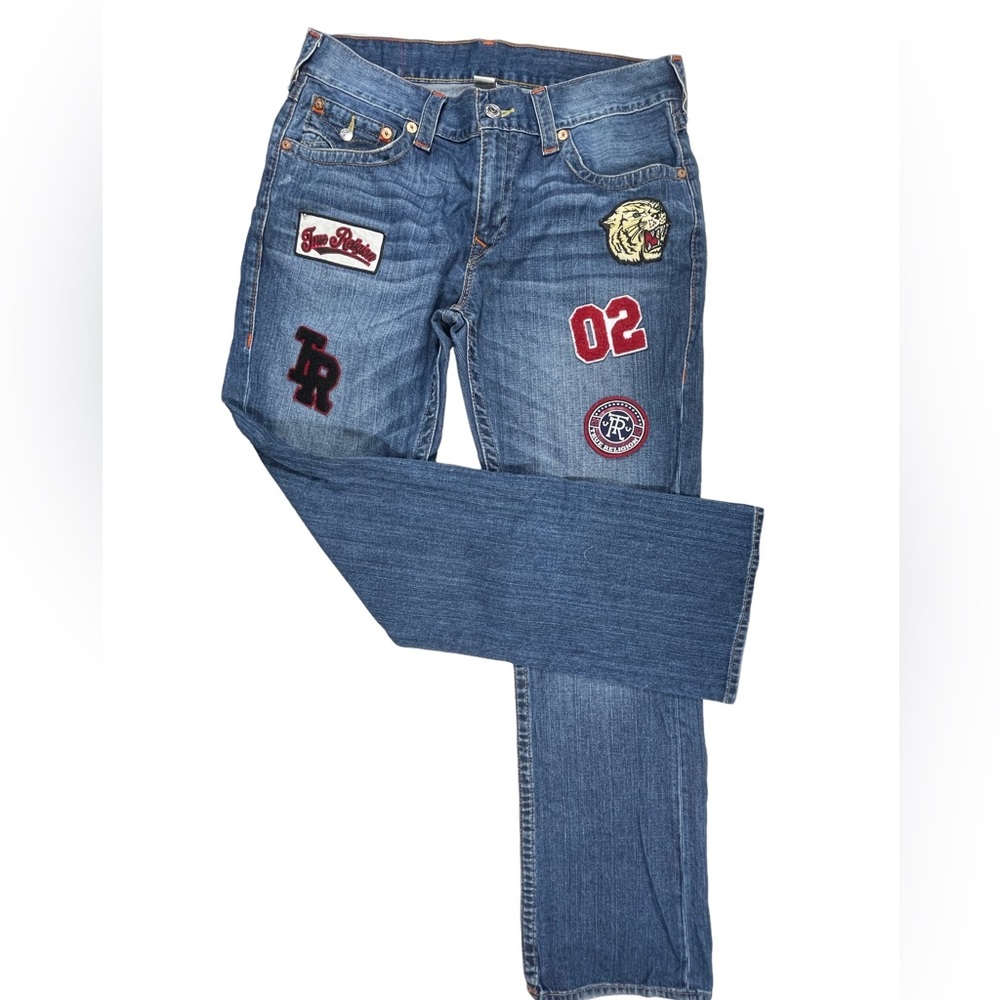 True Religion Straight Flap Patches Jeans Size 34 - Picture 1 of 16